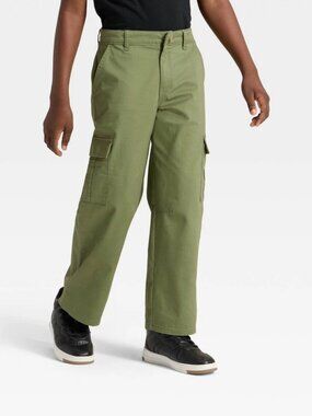 Cat & Jack Boys Baggy Cargo Pants Green Size 5 Relaxed Fit Pockets